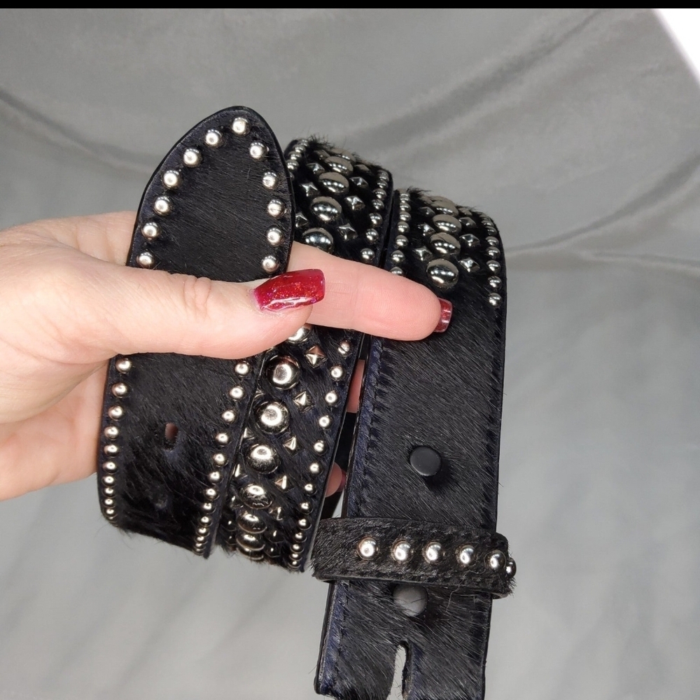 Ranger Studded Black Leather Belt